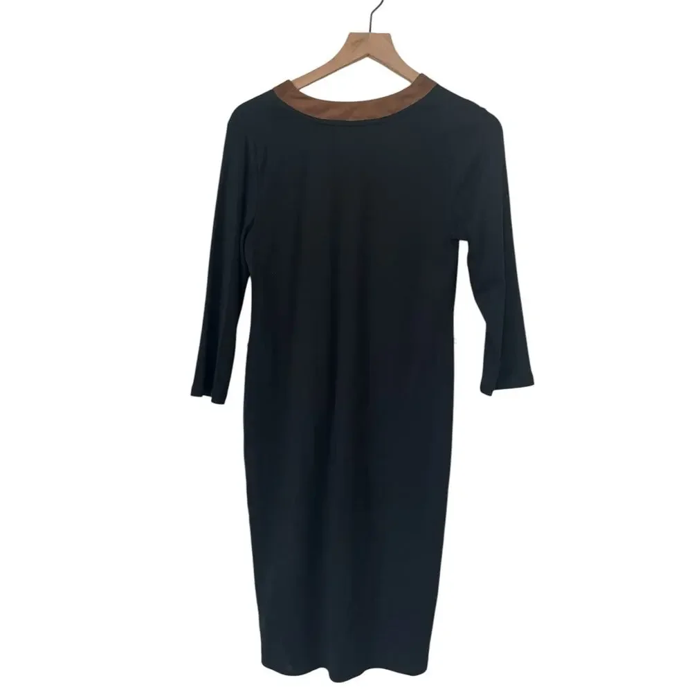Lauren Ralph Lauren Womens Black Brown Trim Dress Size  Medium Petite
